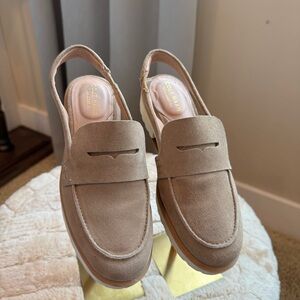 ColeHaan Grand360 Geneva Lug Sling Mule Beige Leather Size 6.5 BUSINESS CASUAL